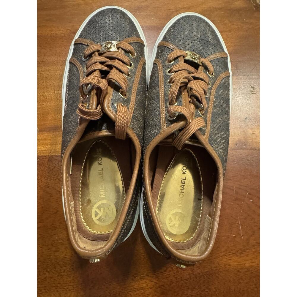 Michael Kors Boerum Women’s Sneakers lace up brown Signature MK Logo Shoes 8.5M - Picture 9 of 9